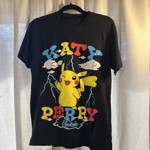 Katy Perry‎ Electric Pokémon 25th Anniversary Tee PIKACHU Pop Star Anime Shirt M